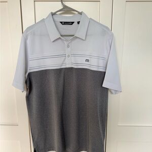 Travis Mathew Gray and White Polo Shirt with Classic Design